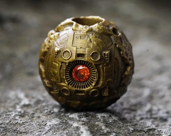 Mechanical Moon Paracord Bead: Handmade Brass Knife Lanyard