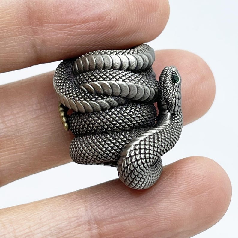 Paracord bead Rattlesnake Handmade snake knife bead-lanyard bead-EDC bead-paracord beads-custom bead-gift for men-bracelet bead-present Cupronickel+GreenEye