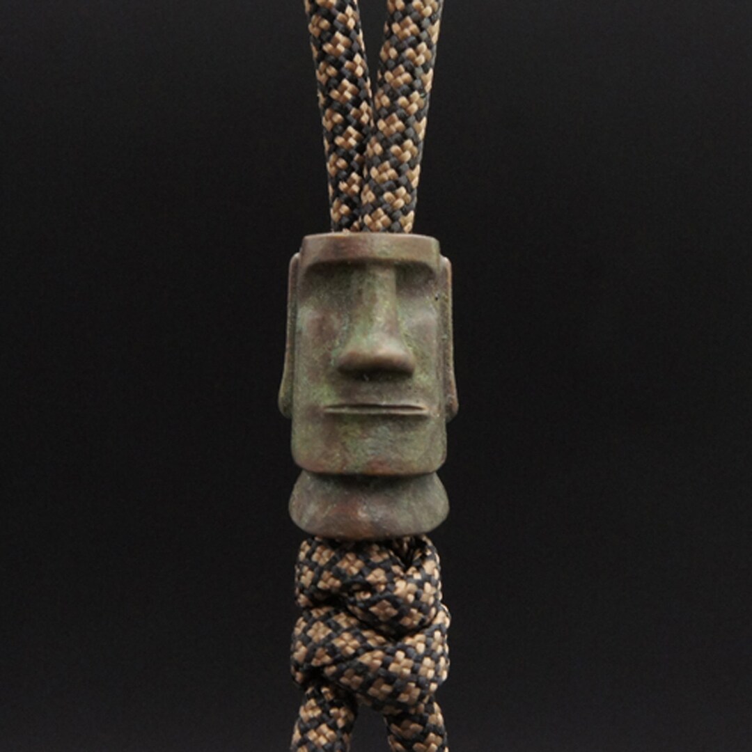 Paracord bead &quot;Easter Statue&quot; Bronze knife bead-lanyard bead-EDC bead-custom bead-gift for men-bracelet bead-present-paracord bracelet