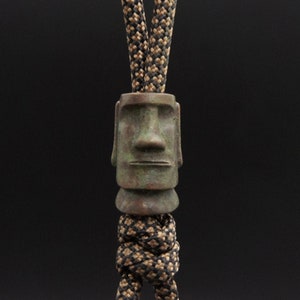 Paracord bead &quot;Easter Statue&quot; Bronze knife bead-lanyard bead-EDC bead-custom bead-gift for men-bracelet bead-present-paracord bracelet