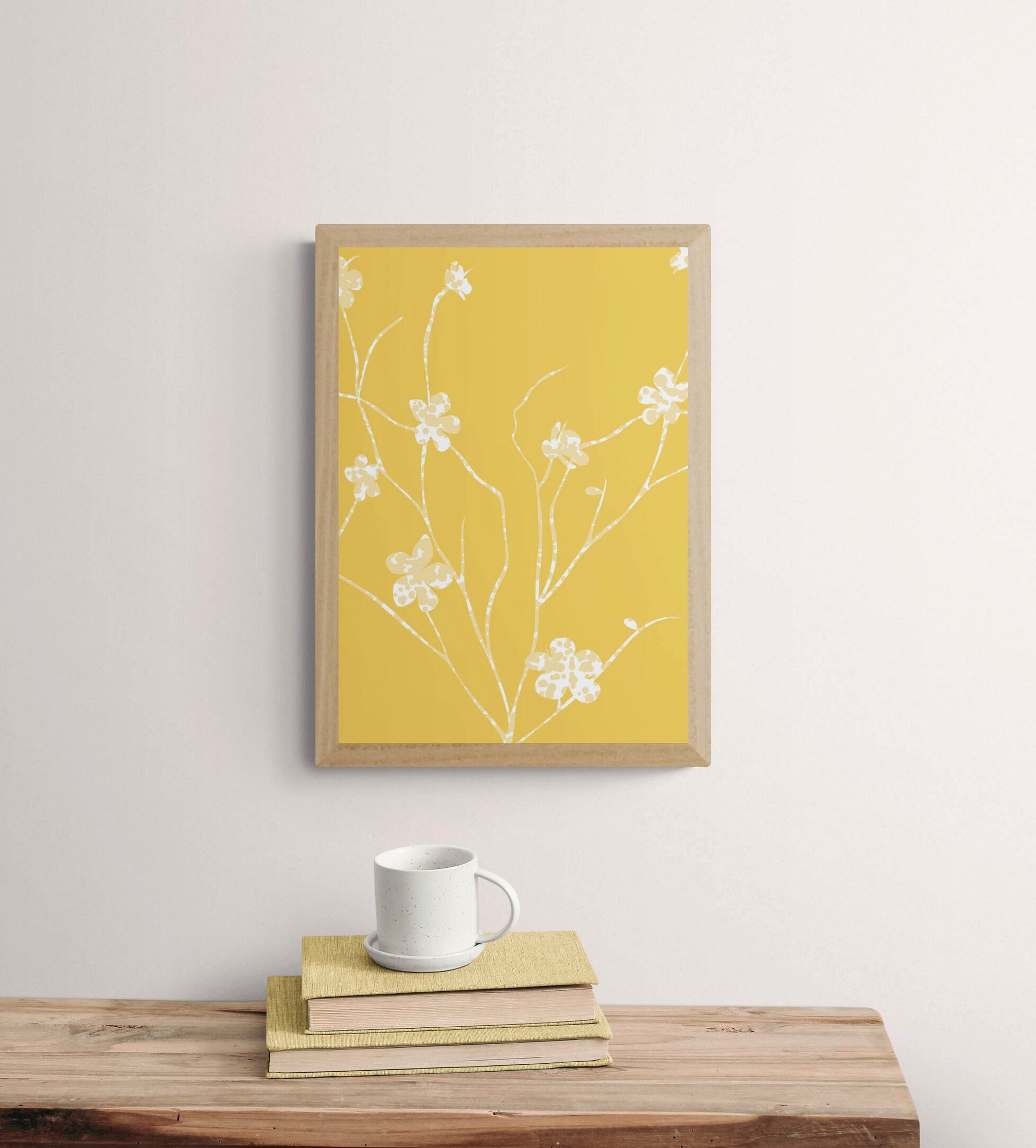 Yellow printable wall art spring floral print simple flower Etsy
