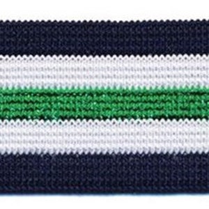 1.55 euros/meter, trouser elastic, elastic band, laundry elastic, 25 mm, blue-white-green (Lurex)