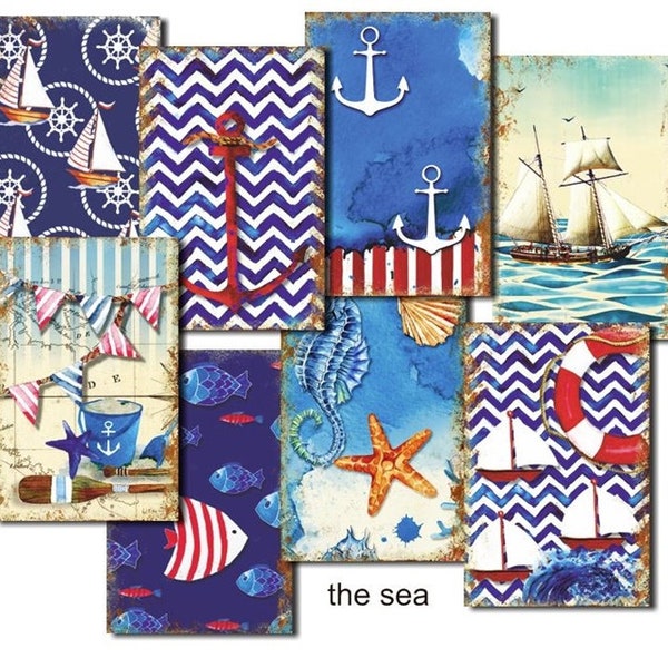 Mini Paper-Set, Nostalgie, Maritim, 24 Blatt, 7 x 10,8 cm, M95