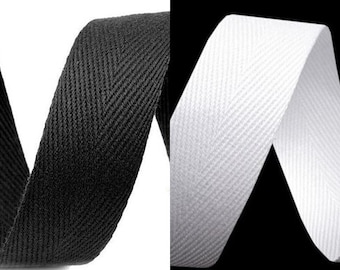 0,55 Euro / meter, 3 meter twill tape, 14 mm, black or white