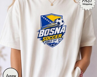 Bosna Soccer Shirt 2026, Bosnia Football Cup Tee, Blue Yellow Fan Graphic, Balkan Supporter Gift, Match Day Jersey Style