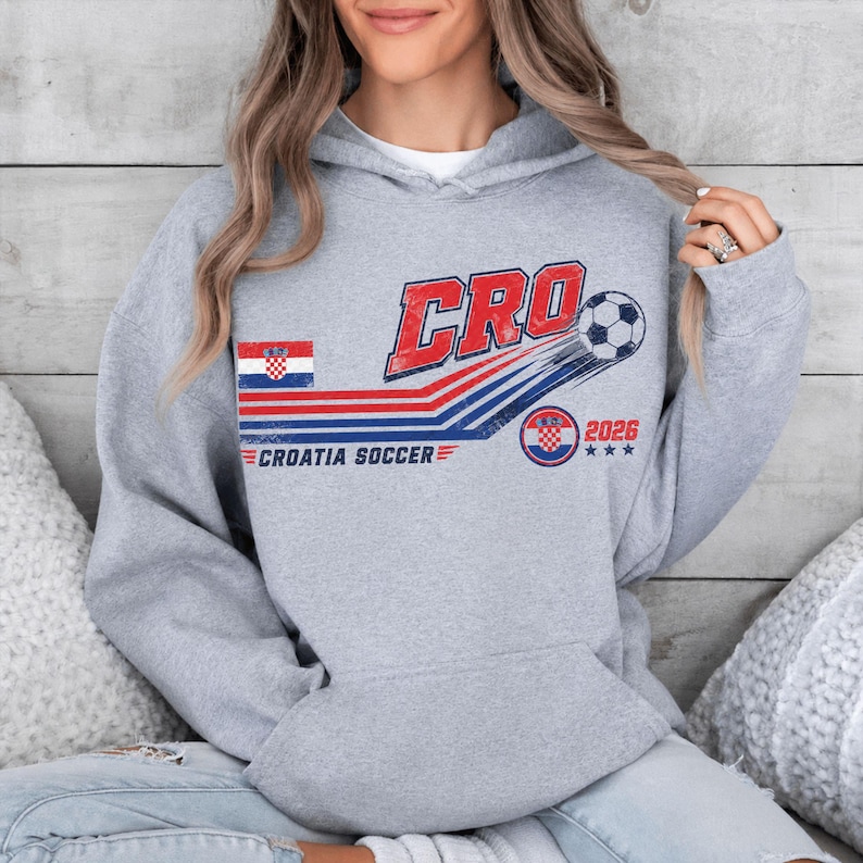 Croatian football fan t-shirt with soccer ball and Croatia flag
