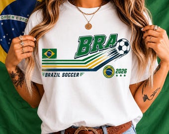 Brazil Soccer Shirt, Vintage Brazil Soccer Tee, Retro Football Fan T-Shirt, Soccer 2026 Gift, Brazilian Pride, Brazil Flag Shirt Men Women