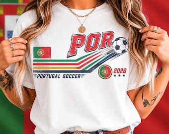 Portugal Soccer Shirt, Retro Vintage Football Fan Tee, Portuguese Heritage Pride, Distressed Flag Supporter Gift for Men Women Game Day 2026