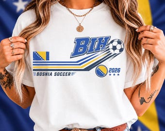 Bosnia Soccer Shirt, Retro Vintage Football Fan Tee, Bosnian Heritage Pride, Distressed Flag Supporter Gift for Men Women Game Day 2026