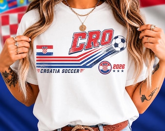 Croatia Soccer Shirt, Retro Vintage Football Fan Tee, Croatian Heritage Pride, Distressed Flag Supporter Gift for Men Women Game Day 2026