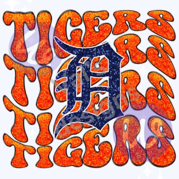 Tigers Baseball faux glitter PNG