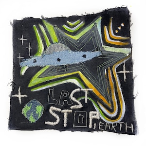 Last Stop, Earth Handmade Denim Sew-On Patch, Art