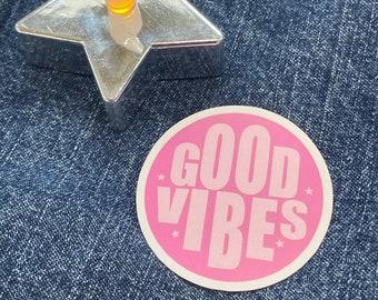Good Vibes Circle Sticker 2inx2in | Pink, Blue, Green, Purple