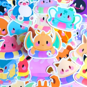 PACK BOOSTER Poké Swim Pals - Pokémon - AUTOCOLLANT - 5 individuels - Illustrés - Planner Sticker - Sticker journal