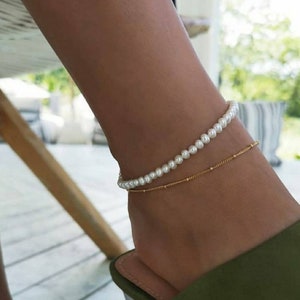 Anklet with Diamante Dangle Pearl Ankle Bracelet Pearl Anklet Bridal Bridesmaid Prom Foot Jewellery