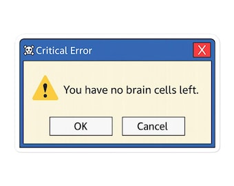 Pegatina de error informático: humor tecnológico sarcástico retro