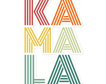 Calcomanía de vinilo colorida de Kamala, resistente al agua y troquelada