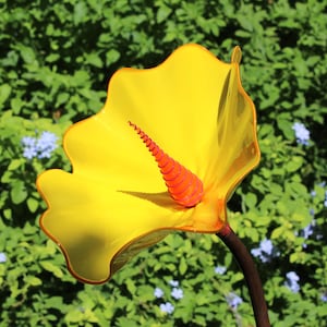 Blown Glass Canary Yellow Garden Flower