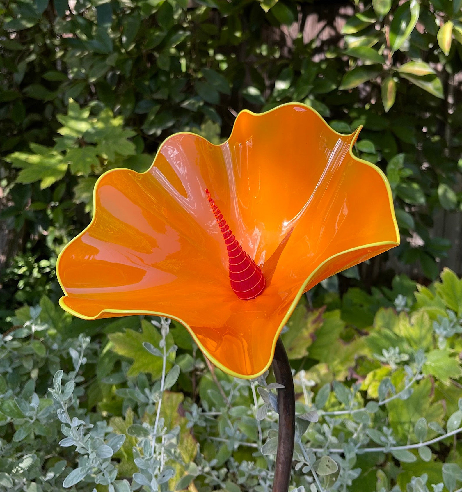 Blown Glass Garden Flower Etsy