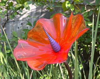 Blown Glass Transparent Orange Garden Flower