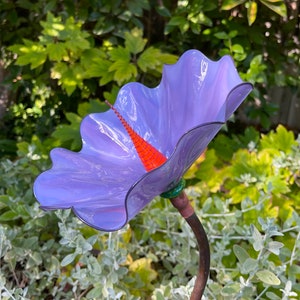 Blown Glass Violet Garden Flower