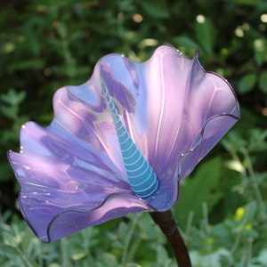 Blown Glass Violet Garden Flower