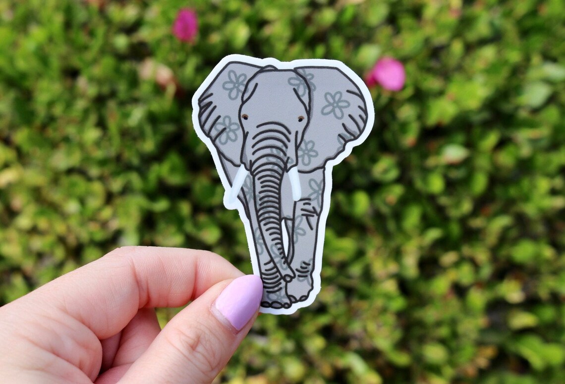 CUTE ELEPHANT STICKER Cute Elephant Label Tall Elephant Etsy
