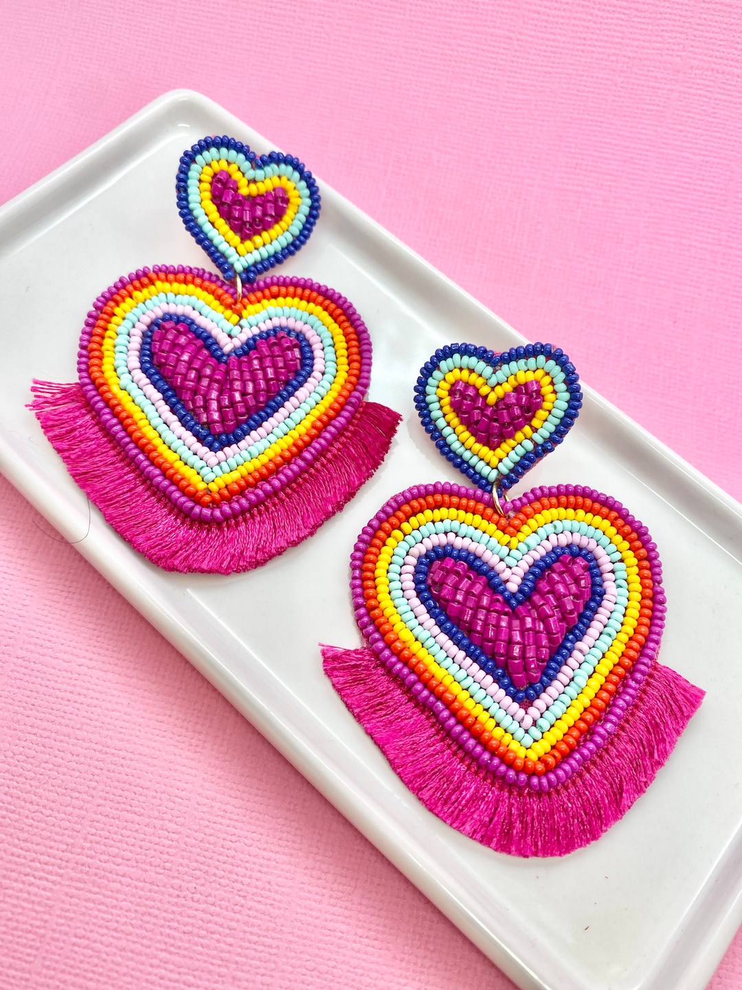 Katie Colorful Heart Earrings - RESTOCK main image 1