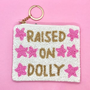 Raised On Dolly Beaded Coin Purse with Gold Keyring Zipper
