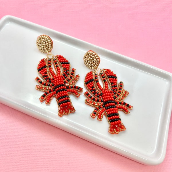 Red Mirror Crawfish Earrings main image 1