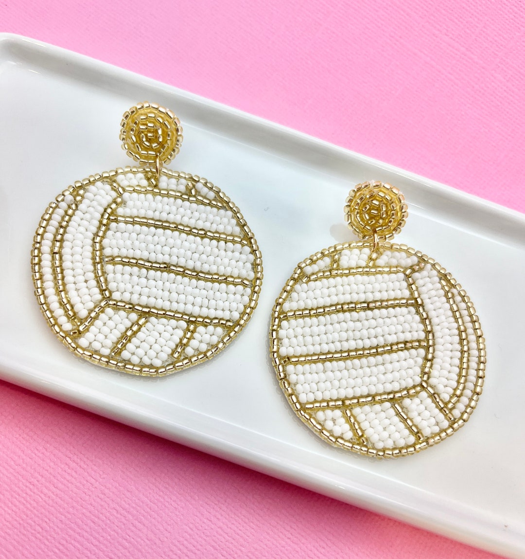 Beaded Volleyball Earring, Volleyball Coach, Gym Teacher, Teacher Gift