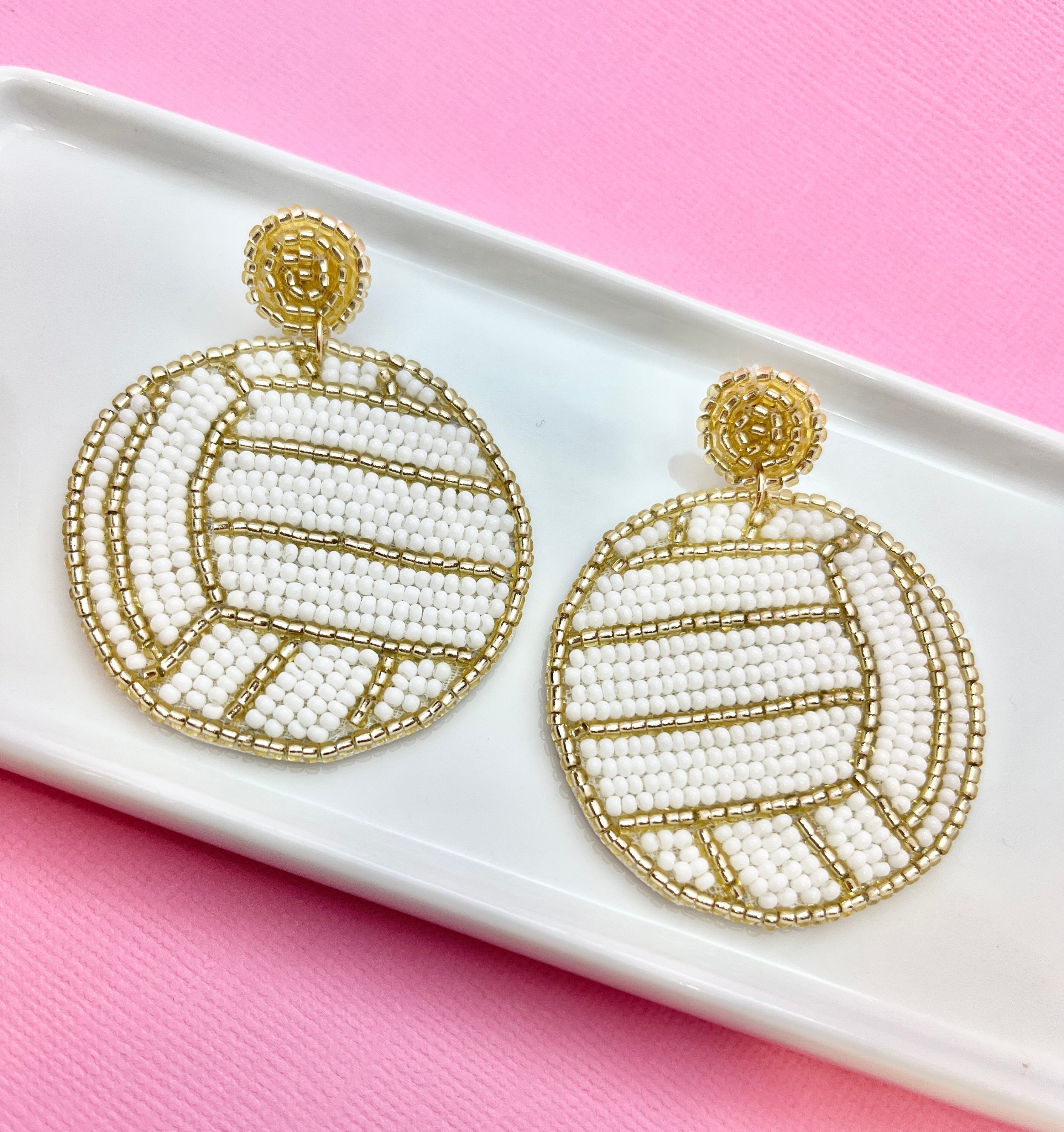 Beaded Volleyball Earring Volleyball Coach Gym Teacher Etsy