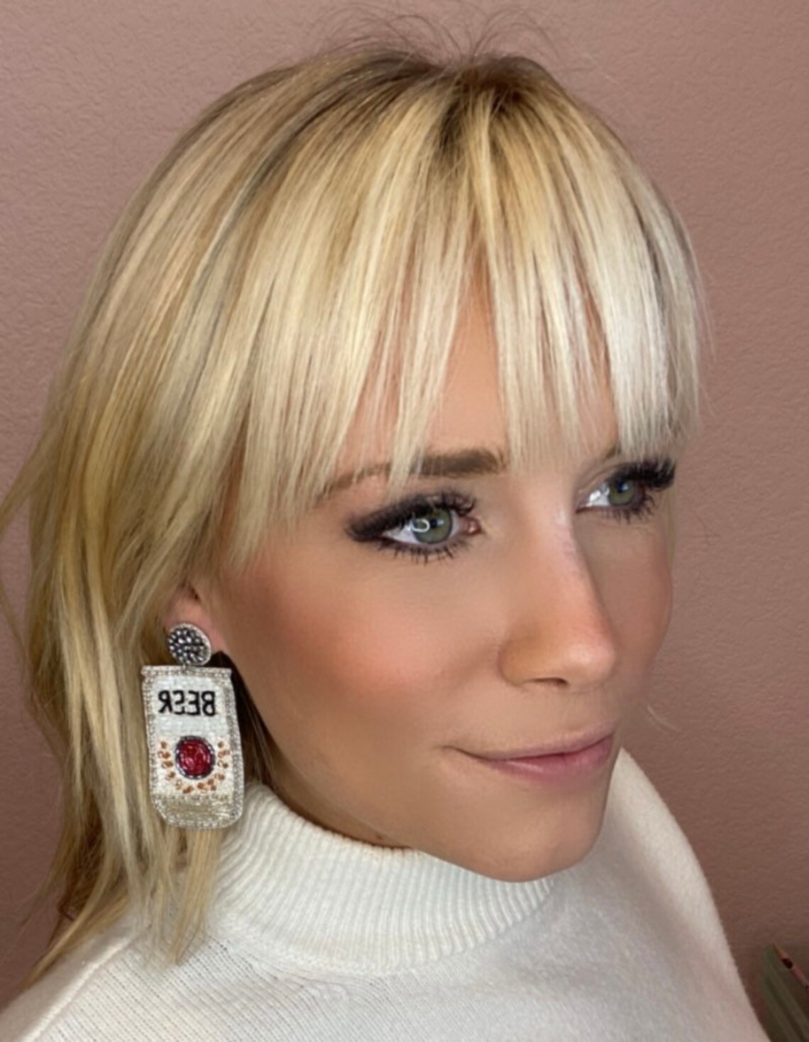 Beaded Beer Can Earrings Statement Earrings Beer Jewelry Etsy