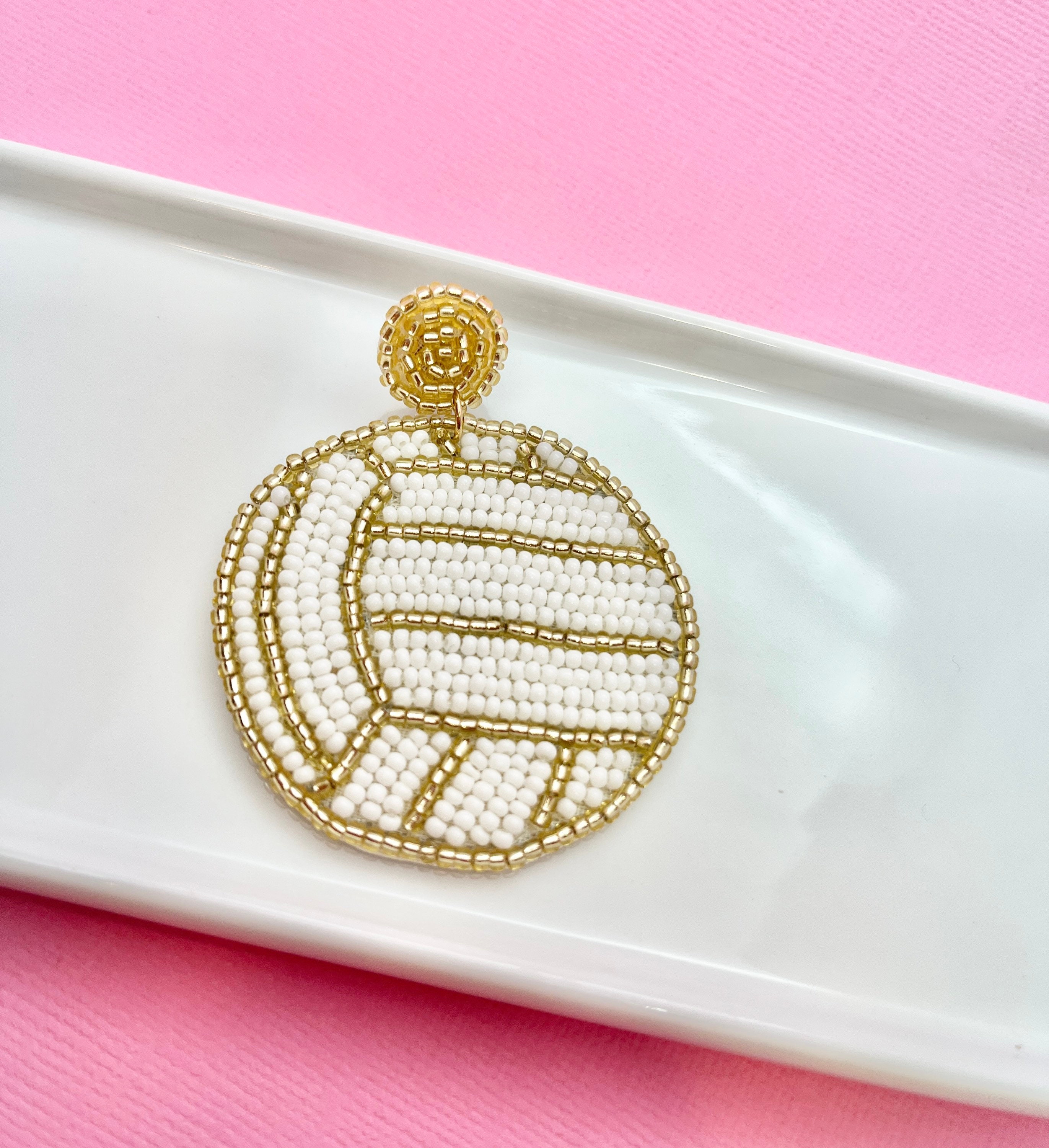 Beaded Volleyball Earring Volleyball Coach Gym Teacher Etsy