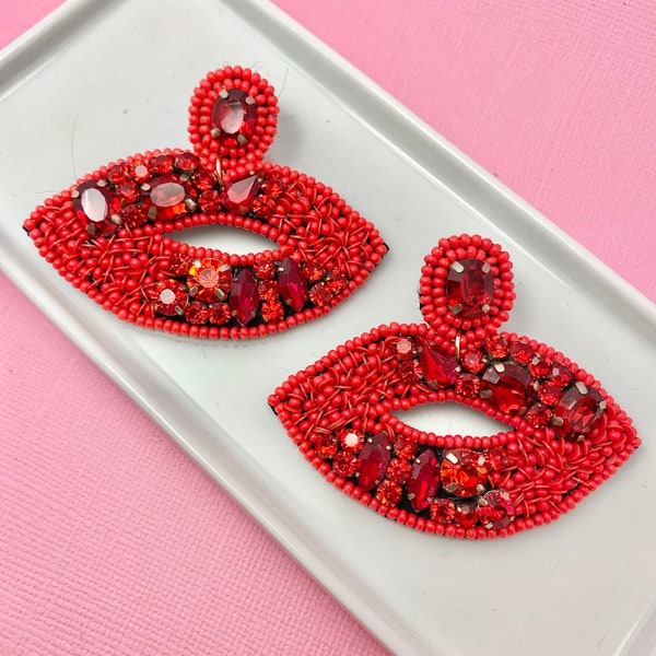 Lip Earrings Etsy