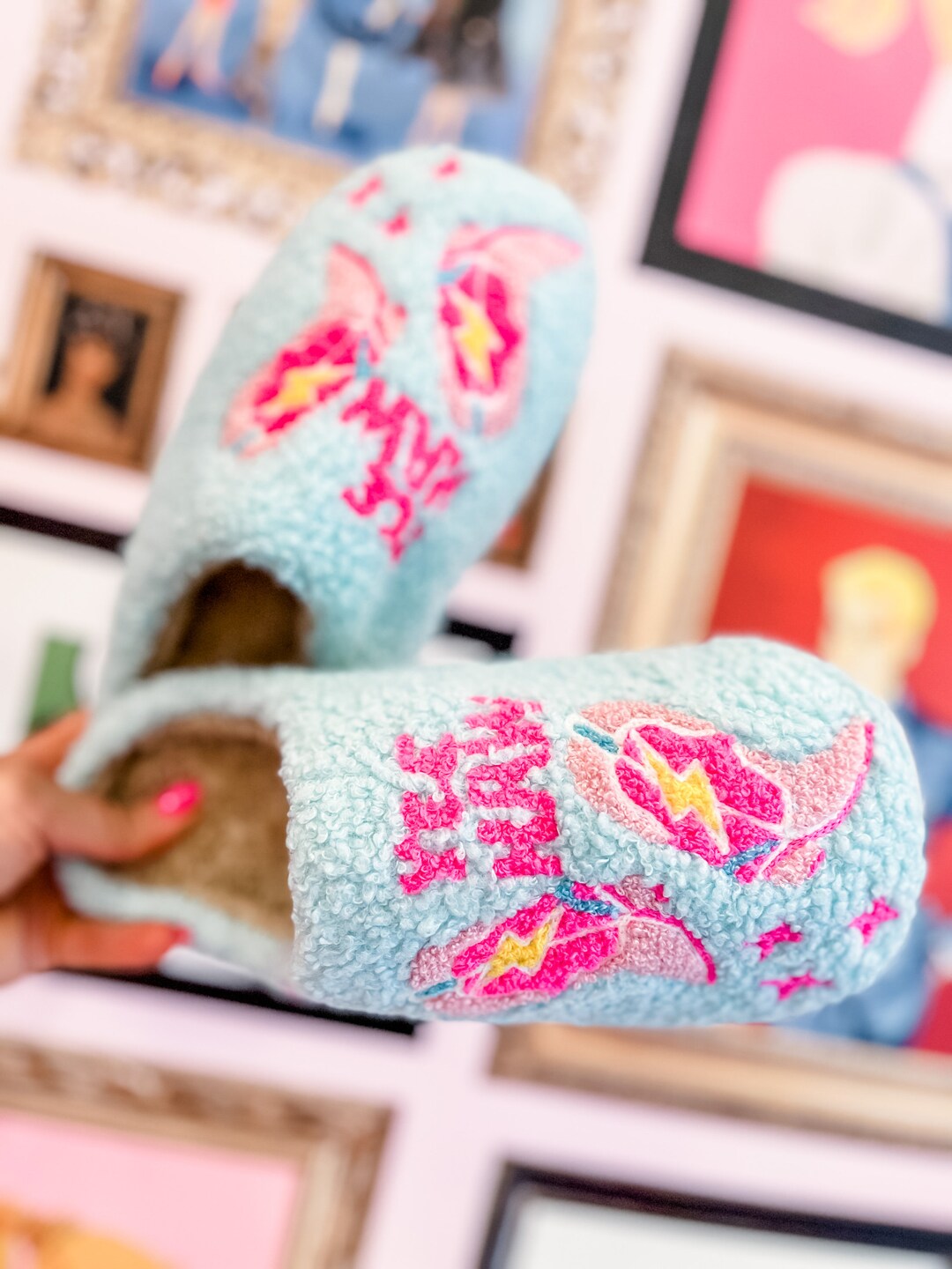 Yee Haw Pink Cowgirl Boot Slippers, House Shoes, Gift for Mom