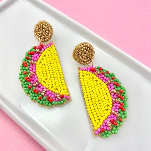 Taco Beaded Earrings, Taco Tuesday, Mexico Theme Party, Mexico Trip, Summer Earrings, Novelty Earrings, Cinco De Mayo, Taco Lover