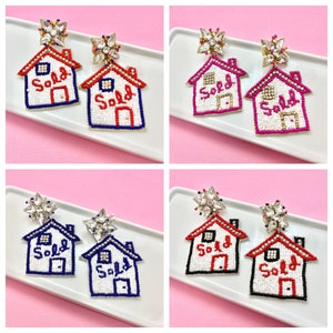 Beaded House &#39;Sold&#39; Earrings: Realtor Closing Gift