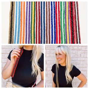 Beaded Striped Game Day Crossbody Purse Strap, Team Color Bag Strap, Beaded Team Color Straps, Custom Game Day Handbag, Stadium Approved Bag