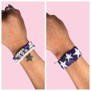 Purple and White Game Day Bracelets, School Colors, Football Mom, Football Jewelry, Game Day Jewelry, Pep Rally, Cheerleader