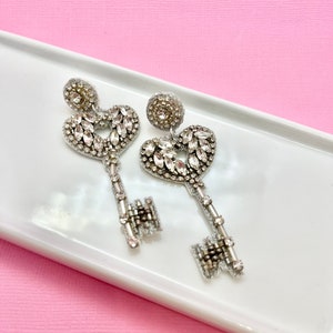 Beaded Heart Key Earrings: Surgical Steel Realtor Gift