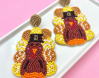 Thanksgiving Turkey Beaded Earring’s, Thanksgiving Jewelry, Thanksgiving Party Decor, Teacher Gift, Table Setting