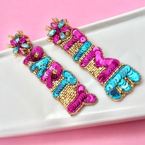 Party Time Beaded Earrings, Girls Night, Girls Trip, Birthday Earrings, Bachelorette Earrings, 21st 30th 40th 50th Birthday, Milestone