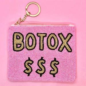 Rosa Perlen Botox Geldmünzen Geldbörse mit Schlüsselring, Valentinstag Tasche, Valentinsgrußgeschenk, Galentines, Botox Party