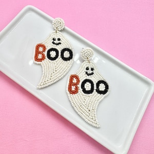 Beaded Ghost Earrings: Spooky Halloween Jewelry