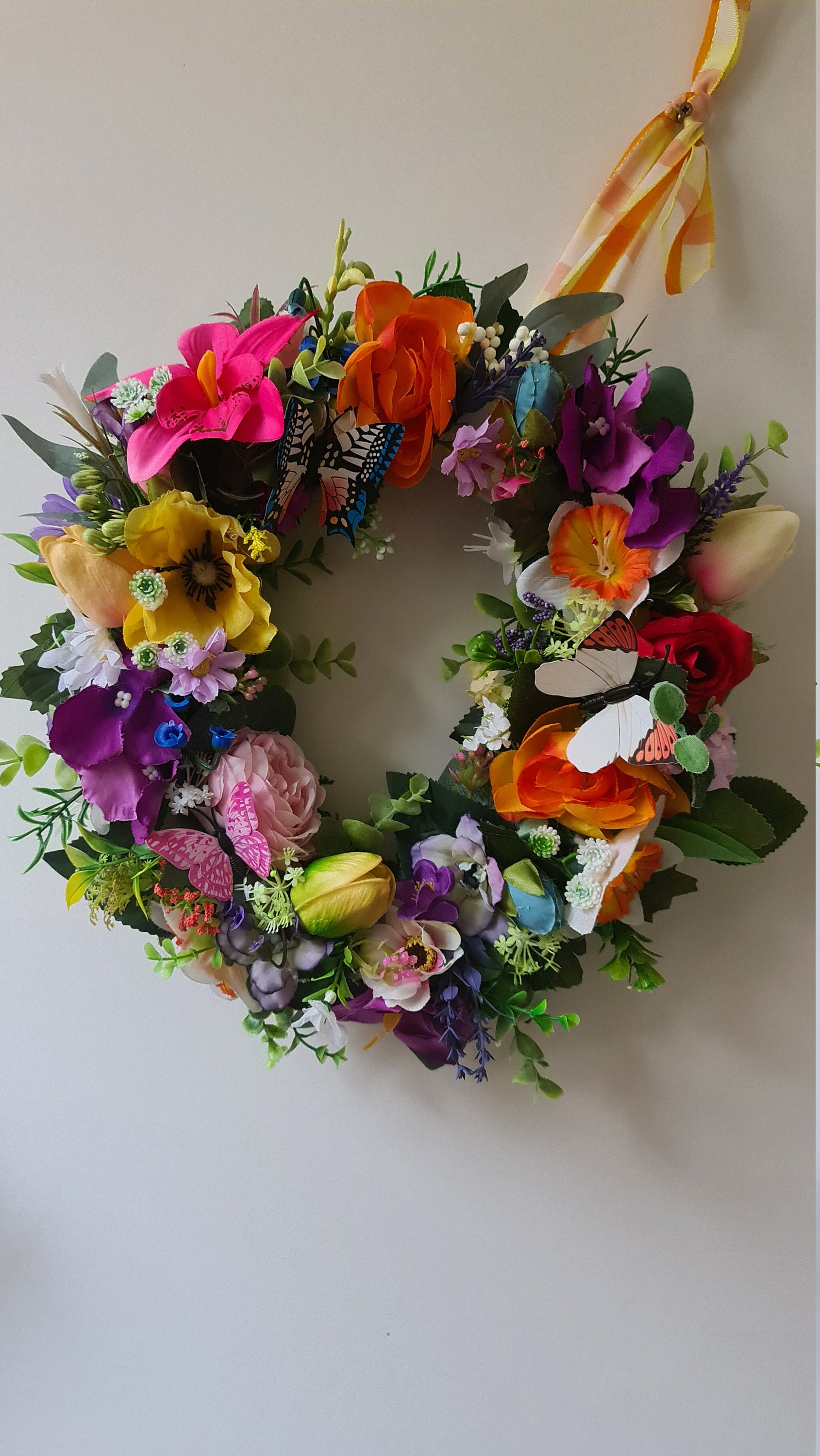 Door Flower Wreath Wall Decor Wall Wreath Stunning Etsy UK