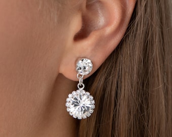 Handmade Sterling Silver Swarovski Crystal Drop Earrings: Wedding Jewelry