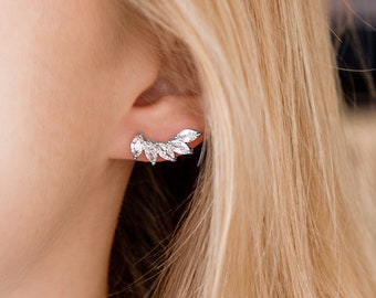 Nature Inspired Ear Climbers | Silver Angel Wing Earrings | Gifts For Her | Angel Wing Earring | Feather Earrings