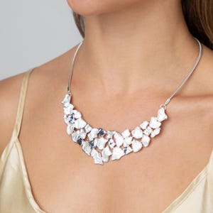 Geometric Necklace | Gift For Her | Matt Silver Necklace | Chunky Statement Necklace | Silver And Matt Silver Geometric Necklace