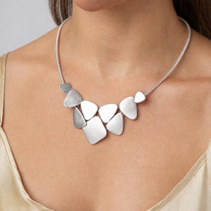Silver Geometric Statement Necklace | Geometric Jewellery | Geometric Necklace | Silver Necklace | |Gift for her